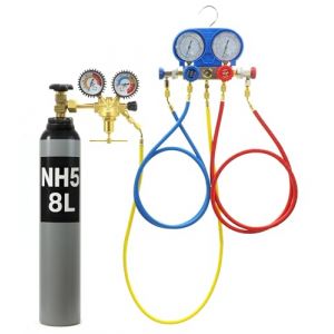 Bestschweissen.de Kit D&eacute;tection Fuite Climatisation Auto avec Manometre Clim - Test Pression - Bouteille Azote Climatisation 8L/10L NH5 - Manifold R134A R410A R22 (BestSchweissen, neuf)