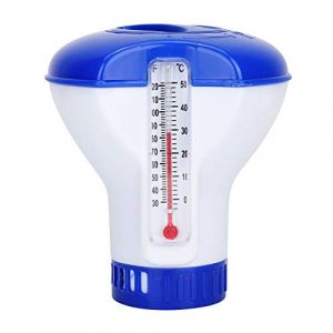Thermometre Distributeur Chlore Flottant Piscine Amusant Diffuseur Pastille Connecte Précis pour Galet Multifonction Thermomètre Produit Chimique avec Support de Tablette (Blurte, neuf)