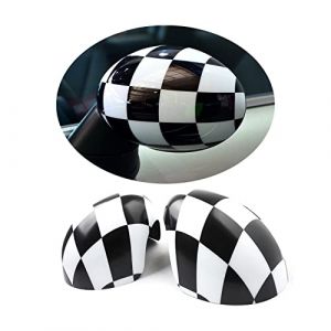 MINI Extérieur Miroir Décor, coques de rétroviseurs latéraux pour Mini Cooper One/S/JCW R55 R56 R57 R58 R59 R60 R61 (À carreaux, Série R Pliage manuel) (UVCANY-EU, neuf)