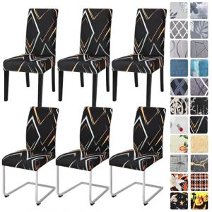 Alishomtll Lot de 4/6 housses de chaise extensibles pour chaise basculante - Élastiques - Amovibles et lavables - Pour cuisine, restaurant, hôtel, banquet (ligne rhombique, 6 pièces) (Yingchengda Direct Store, neuf)