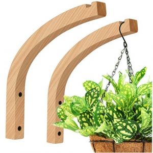 Morkite Lot de 2 suspensions murales en Bois pour Fleurs - Crochets muraux &agrave; Suspendre - Support pour Plantes, Lanterne, Crochet Mural, Support de Suspension pour Fleurs, planteur, Suspendu (Morkite-1, neuf)
