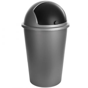 SUSTANIA Poubelle de cuisine, 50 l, avec couvercle coulissant noir, Ø 40 cm x H 68 cm, grande, en plastique, anti-odeurs, fabriquée en Europe (2friends GmbH, neuf)