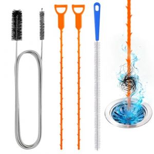 Wozzies 4 Pi&egrave;ces Furet Deboucheur Canalisation, Brosse Nettoyage D&eacute;boucheur Canalisation, pour Canalisation Evier Long Brosse Fine, Cuisine Douche, WC, Lavabo, R&eacute;utilisable Flexible, Anti Bouchon (WHOZZY WONDERS TOY STORE LTD, neuf)