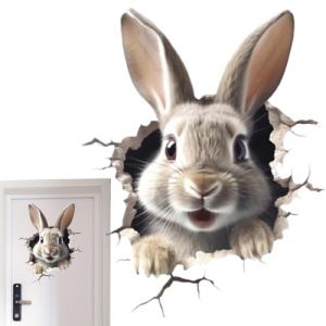 Hugsweet Stickers Muraux Lapin,Décor Autocollant Mural Lapin - Décalcomanies murales pour décoration d'animaux de chambre d'enfant - Autocollant lapin de dessin animé mignon, décoration de salle de (seliteian, neuf)