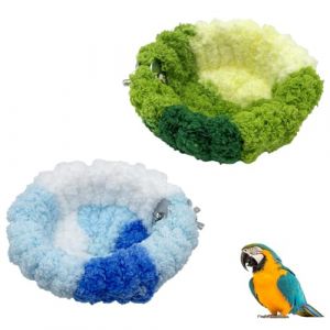 Bekecidi 2 Hamacs pour Oiseaux en Polaire Corail Vert Lit pour Oiseaux Portable en Peluche Nid pour Perroquet Lit Chaud et Confortable pour Perruches, Canaris, Perruches, Petits Animaux de Compagnie (SakaDS, neuf)