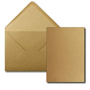 FarbenFroh by GUSTAV NEUSER Lot de 25 cartes simples avec enveloppes DIN A6/C6, marron sable, papier kraft marron, 14,8 x 10,5 cm, sans pli (GUSTAV NEUSER GmbH, neuf)