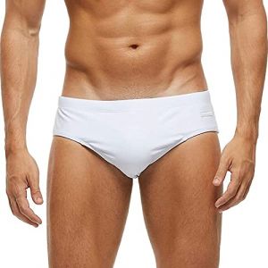 Arcweg Maillot de Bain Homme Slip Doublure avec Rembourr&eacute; Souple Amovible Cordon de Serrage R&eacute;glable Confortable Blanc S(EU) (Arcweg, neuf)