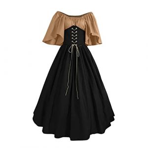 2025 Robe Medievale Femme Grande Taille Victorienne Steampunk Gothique Vintage Medievale Steampunk Costume MéDiéVal Femmes DéGuisement Victorienne DéGuisements Dress Halloween Renaissance (⭐⭐⭐⭐⭐Générique, neuf)
