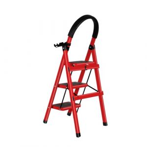 Escabeau 3 Marches Antid&eacute;rapant &ndash;Maximale de 150 kg &ndash;Tabouret en Acier Marche Pied Adulte pour Maison, Cuisine, Garage, Bureau-104 x 57 x 41,5 cm - 3 marches (Rouge) (Hechheu, neuf)