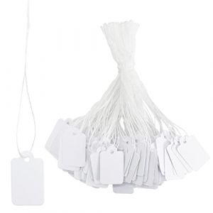 Étiquette de Prix, 500 Pièces 24x15mm Étiquettes Cartonnées avec Fil en coton, Mini Étiquettes de Marquage Vide Étiquettes de Prix pour Etiquette Vetement Vierges Inscriptibles Tags D'Affichage (nightyxi, neuf)