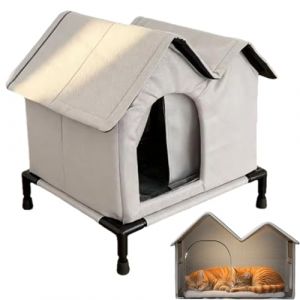 Niche d'ext&eacute;rieur pour Chat, Imperm&eacute;able R&eacute;sistant Aux Maison pour Chat Ext&eacute;rieur Hiver avec Base Sur&eacute;lev&eacute;e et Coussin, Abri Isol&eacute;e pour Chats Errant, Jardin,Cour,Terrasse,Pelouse Et Porche 45x35x34cm (JianLiang Chen, neuf)