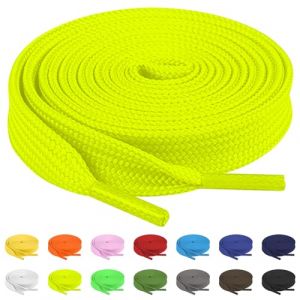TBOC 2X Lacets Ruban Plats Fluor Jaune Lacet Plat [150 cm] Chaussures Baskets Patin Sport | Compatible Chaussure Converse Nike Air Force Adidas Stan Smith Puma Timberland Vans pour Enfant Adulte (THE BIG OUTLET COMPANY, neuf)