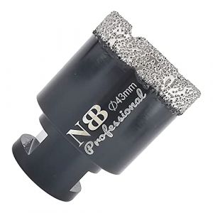 NBB Scie cloche diamant brasé sous vide avec M14, pour le forage à sec ou humide de manière professionnelle sur porcelaine dure, céramique, carrelage, granit, pour meuleuse d'angle (Dia.43mm) (EASTAR SUPER HARD TOOLS S.L., neuf)