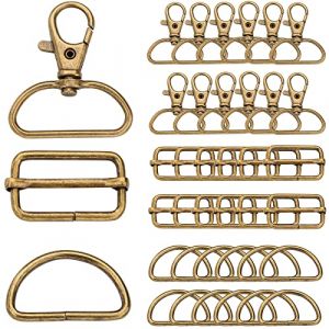 140pcs mercerie couture accessoire la Fabrication de mousqueton sac a main avec Crochets rotatifs de Carte, Anneaux de D et Boucles en M&eacute;tal, pour attache Sac &agrave; Dos, sangle couture boucles de reglage (Guanghanzhai Trading, neuf)