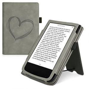 kwmobile Étui Compatible avec Pocketbook Touch Lux 4/5/Touch HD 3/Color (2020)/ Vivlio Lux 5 Coque - Étui à Rabat magnétique Tablette eReader Daim synthétique - Gris (SX-Commerce, neuf)