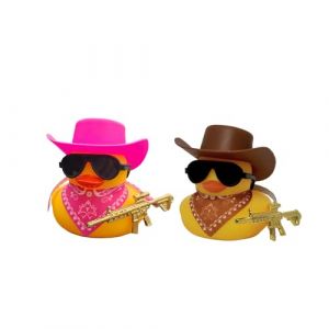 XFSRG Canard en Plastique Cowboy avec Chapeau et Lunettes de Soleil Jouet de Bain Amusant pour Enfants et Adultes D&eacute;coration Unique pour la Salle de Bain (Marron + Rose) (QR CONSULTING SHOP, neuf)