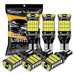 Defvnsy T15 W16W 921 912 LED Ampoule, Canbus Sans Erreur/Pas de Polarit&eacute;/Extr&ecirc;mement Lumineux Ampoules, 4014 45SMD 1220Lums 12V-24V Ampoule Voiture pour Feux de Clignotant, Feu de R&eacute;serve, Feu stop (Defvnsy-EU, neuf)