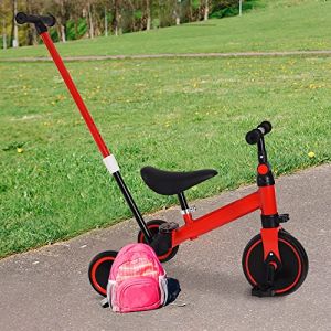 Draisienne Évolutif avec Putter3 en 1 Vélo pour Enfants 2-4 Ans Tricycle Vélo avec Pédale Amovible, Siège et Poignée Réglablespour Garçon et Fille-Charge 25 kg-3-en-1 (Rouge) (Hechheu, neuf)