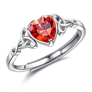 JeweBella Bague Argent 925 Femme Reglable Bague Pierre de Naissance Coeur Brillant Alliance Femme Bague de Fiancailles Bague Promesse Mariage Bague Pouce Bague Femme Argent Bijoux avec Boîte Cadeau (MOY-UK, neuf)
