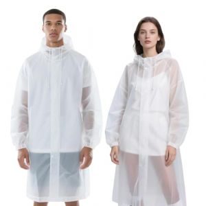 2 Pi&egrave;ces Poncho Pluie Imperm&eacute;able Transparent EVA 115 cm avec Capuche et Manches, R&eacute;utilisable, Cape de Pluie Unisexe, Poncho Impermeable pour Festival, Outdoor & Voyage (XiaoXiangJueXin, neuf)