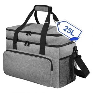 BOHEMIABY Grand Sac Isotherme Repas 25L, Couche Double Imperméable Glaciere Souple Isotherme, Pratique Glacière Souple Isotherme Sac Thermique Hommes Femmes Pique-Nique Camping Plage Gris (LiLiNiNiii, neuf)