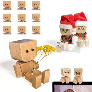 Figurine Tableau de Bord, &Eacute;mojis Personnalisables Disponibles, Figurine Voiture Tableau de Bord d'homme en Bois Qui Secoue Les Pieds Bouquet Inclus, Figurine de Bonhomme en Bois Vacillant (DINODANUBE TRADING, neuf)