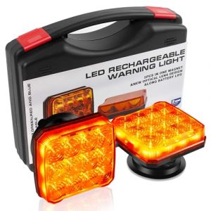 Esoldnic 2 gyrophares stroboscopiques LED rechargeables sans fil, lumi&egrave;re d'urgence portable clignotante, beacon d'avertissement magn&eacute;tique ambr&eacute; pour camions, remorques, tracteurs et v&eacute;hicules (Esoldnic-EU, neuf)