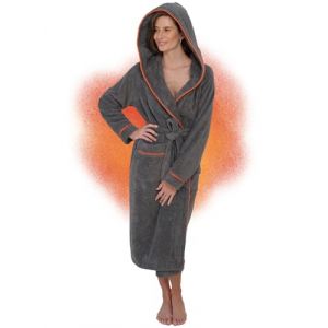 ELEVAVIDA Peignoir de Bain Femme en coton douillet 400 g/m2 avec Capuche - gris - robe de chambre femme extra doux et confortable - taille XS - peignoir de bain sauna en &eacute;ponge - certifi&eacute; OEKO-TEX (ELEVAVIDA, neuf)