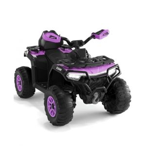 Garvee Quad &Eacute;lectrique Enfant 12V Tout-Terrain, ATV pour Enfants de 3 &agrave; 8 Ans, 2 Moteurs, T&eacute;l&eacute;commande Parentale, Suspension, LED, Musique, Bluetooth, USB, 95&times;56&times;55 cm (Violet) (HomeLI, neuf)