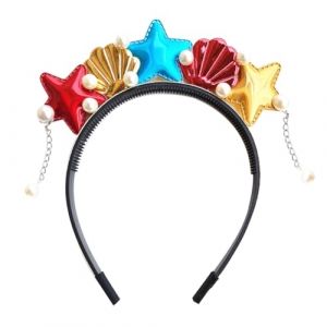 ERINGOGO Bandeau Th&egrave;me Oc&eacute;an pour Gar&ccedil;on et Filles, Serrage-t&ecirc;te de Coquillage Rouge, Accessoire Coiffure Sir&egrave;ne &Eacute;toile de Mer, F&ecirc;te D&eacute;guisement Plage Carnaval (Jehmal, neuf)