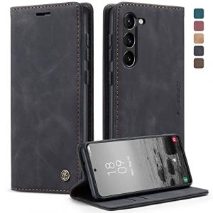 Phernykas Coque pour Samsung Galaxy S23 5G &Eacute;tui Wallet Cover, Housse Flip en Cuir Premium PU Portefeuille Case, [Fentes pour Cartes] [Magn&eacute;tique] [Antichoc] [Kickstand] Housse Samsung S23 Case, Noir (Phernykas, neuf)
