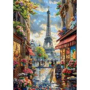 NEWENMO 5D Eiffel Tower Diamond Painting Adulte,Paysage de Paris Peinture Diamant Kit,DIY Fleurs Diamant Painting Kit Complet,Diamond Point de Croix Cristal Painting,pour Décoration Maison 30x40cm (newenmo, neuf)
