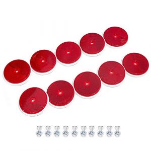 TAEUYYM 10 x Catadioptre Rond Rouge, Catadioptre Rond Pour Remorque, Catadioptre Visser Fixe, Catadioptre Rond Signalisation, Appliquer &agrave; RV Caravanes Remorque Camion Tracteur Voitures (Rouge) (TAEUTO, neuf)
