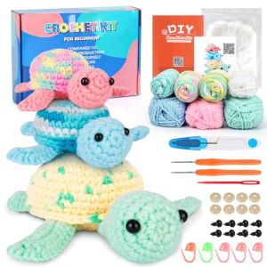 UXORSN Kits de Crochet pour Débutants Complet Lot de 3 Tortues Famille Accessoires de Crochet Kit Tricot Debutant Adulte Animaux Cadeaux Tricotin Artisanat Crochet Set Outils Avec Tutoriels Vidéo (UXORSN, neuf)