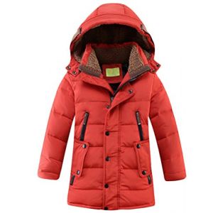 Vogstyle Blouson Gar&ccedil;on Fille Doudoune Capuche Manteau d'hiver Mode Chaud Poches V&ecirc;tement Enfant Rouge 140cm (8-9 Ans) (ftcayanz, neuf)