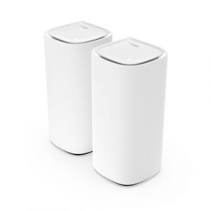 Linksys Syst&egrave;me WiFi 6E Mesh Linksys Velop Pro MX6202-KE &ndash; Routeur Cognitive Mesh 6 GHz et 5,4 Gbit/s &ndash; Couverture Multiroom jusqu&rsquo;&agrave; 550 m&sup2; et 400 appareils &ndash; Lot de 2 (NBWarenhandel, neuf)