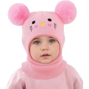 AYPOW Bonnet Cagoule Chaud d'Hiver pour B&eacute;b&eacute; Enfant de 1 &agrave; 6 Ans, Ensemble Chapeau &Eacute;charpe Multifonction Thermique Coupe-Vent pour Filles Gar&ccedil;ons Tout-Petits, Chapeaux Masque Tricot&eacute; Doubl&eacute; en Polaire (lipsd eu, neuf)
