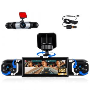 CAMECHO Dashcam 3 Canaux 1080P - Cam&eacute;ra Embarqu&eacute;e Avant Gauche Droite, Ecran Dashcam 3,16 Pouces, Enregistrement en Boucle Vision Nocturne D&eacute;tection de Mouvement (dahuanhuan, neuf)
