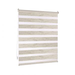 Victoria M. Store Enrouleur Double 65 x 230 cm Structure en Lin, Translucide & Occultant Jour Nuit Montage par Serrage sans Percer pour Fenêtre Et Porte avec Chaînette (Jalousiescout Shop, neuf)