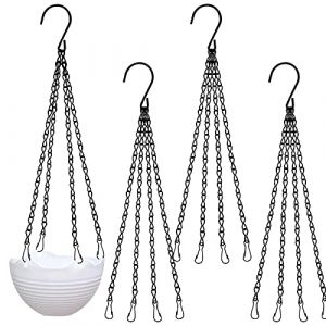 4 Pièces Chaîne de Panier Suspendu Métal Plante Cintre Jardin Pot, Chaîne de Suspension, Chaîne de Pot Fleur avec Crochet Clips, Panier de Remplacement Chaîne pour Intérieur Extérieur Décoration Noir (tprosperou, neuf)