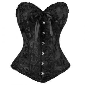 AUYAO Corset Femme, Broderie Corset Bustier sous la Poitrine &agrave; Lacets, Bustier de Dentelle Femme, Corset Sexy Steampunk Gothique Top, Robe Corset Noir pour Carnaval Jeu de R&ocirc;le Dress up Robe de Bal (Yadark, neuf)