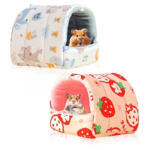 HMCEY 2 Pcs Maison Cochon d'Inde,Maison Hamster Tissu,Couchages pour Petits Animaux,Lit en Peluche Lapin,Cabane Lapin Interieur,Cachette pour Cochon d'Inde Lavables,Lits Grotte Chaud pour Chinchilla (EASYFLOW TRADE LTD, neuf)