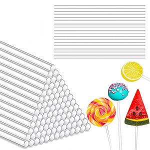 sinzau B&acirc;tonnets Cake Pop Acrylique, 100 pcs B&acirc;tonnets Cake Pop, B&acirc;tons Transparents R&eacute;utilisables Pour Sucettes de G&acirc;teaux, Pour Fabrication de Biscuits, Desserts et Chocolats (PX-EU, neuf)