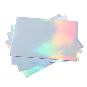 22 Feuilles de Papier Autocollant Holographique Format A4 20 3 X 30 5 Cm Imperm&eacute;able &agrave; L'eau S&egrave;che Rapidement Papier Adh&eacute;sif Holographique Imprimable pour Imprimantes &agrave; Jet (Sharainny, neuf)
