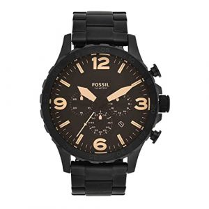 FOSSIL Nate Montre Pour Homme, Mouvement Chronographe à Quartz, Bracelet en Acier Inoxydable ou en Cuir, Noir Et Marron, 50mm (Watches2U_France, neuf)