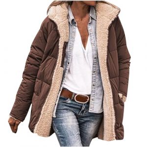 Femme Parka Hiver à Capuche Long Polaire Manches Longues Manteau de Laine Casual Parka Epaisse Chaude Slim Fit Veste en Coton Manteau Longue Militaire Couleur Unie Doudoune Chaude Matelassee (⭐⭐⭐⭐⭐KQIVAM (Arrivée dans 5-12 jours), neuf)