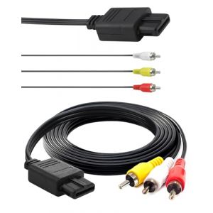Cable AV Audio Video RCA Pour Nintendo N64 C&acirc;ble Composite D'alimentation St&eacute;r&eacute;o Audio Vid&eacute;o AV RCA Pour Gamecube Super Nintendo/Ngc/64/N64/Snes/Gc, 6 Pieds 1,8 M (LaoDunXun, neuf)