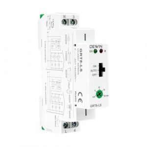 DEWIN Relais temporis&eacute; 230V, GRT8-LS minuterie d'&eacute;clairage d'escalier sur rail DIN, interrupteur d'&eacute;clairage de couloir &agrave; retard de 0,5 &agrave; 20 minutes 16 A CA 230 V (Dewinshop, neuf)
