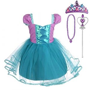 Lito Angels Deguisement Robe en Tulle Sir&egrave;ne Princesse Ariel avec Accessories Bebe Fille, Anniversaire Fete Carnaval Costume Halloween, Taille 12-18 mois (Lito Angels FR, neuf)