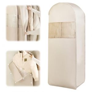 Yiomxhi Housse Vetement Suspendu avec Fermeture éclair Auto-compressante, Housse de Rangement peu Encombrant pour Doudounes, Sac de Protection Respirant pour Manteaux Costume, Beige 1Pc (Jianshen-eu, neuf)
